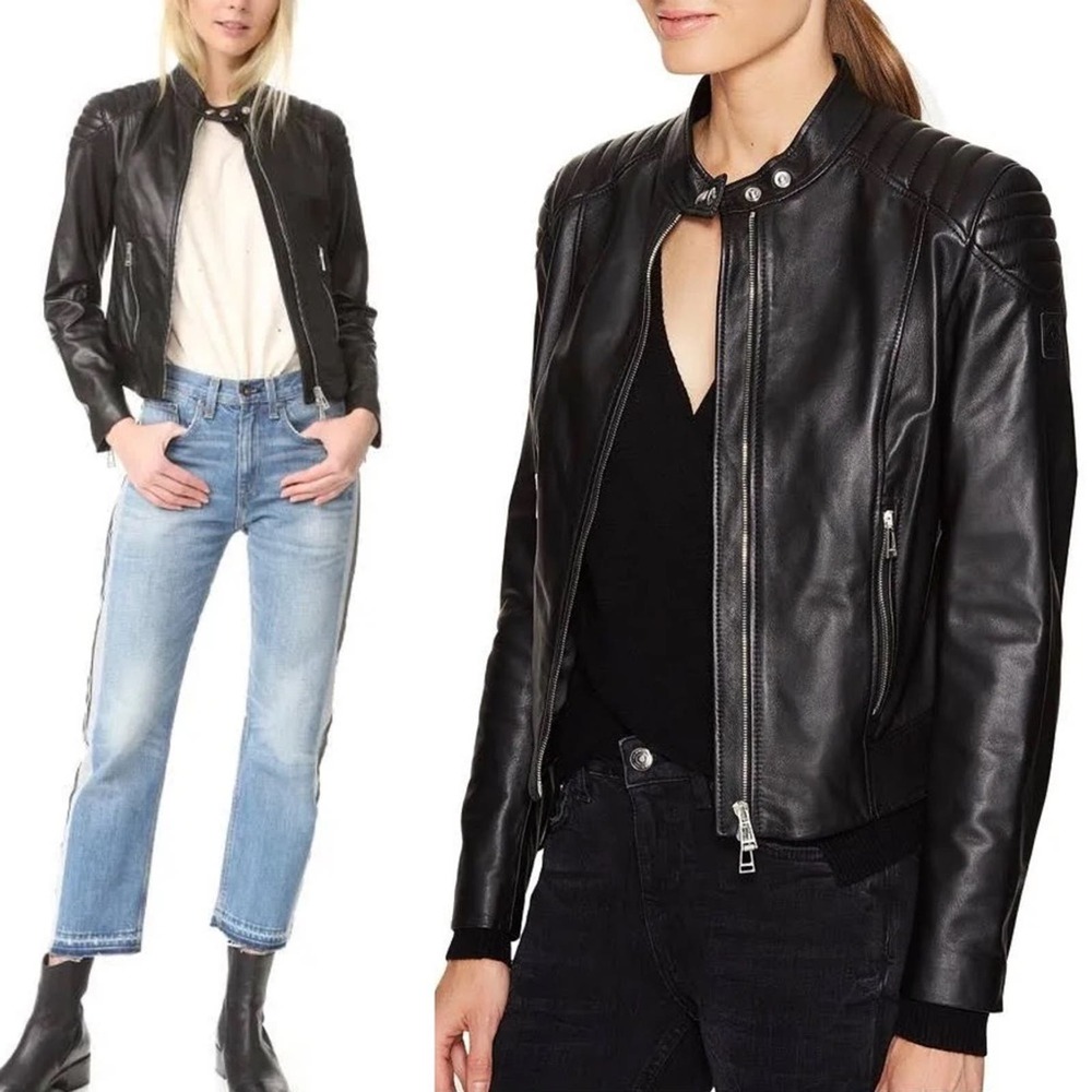 Black Leather Moto Jacket - Women